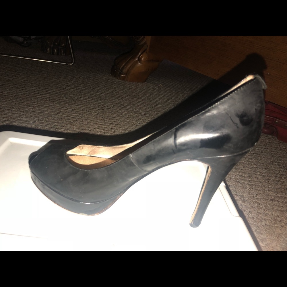 Michel Kors Black Platform Peeptoe Pumps